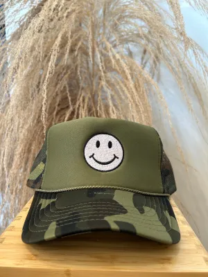 Camo Smiley Trucker Hat