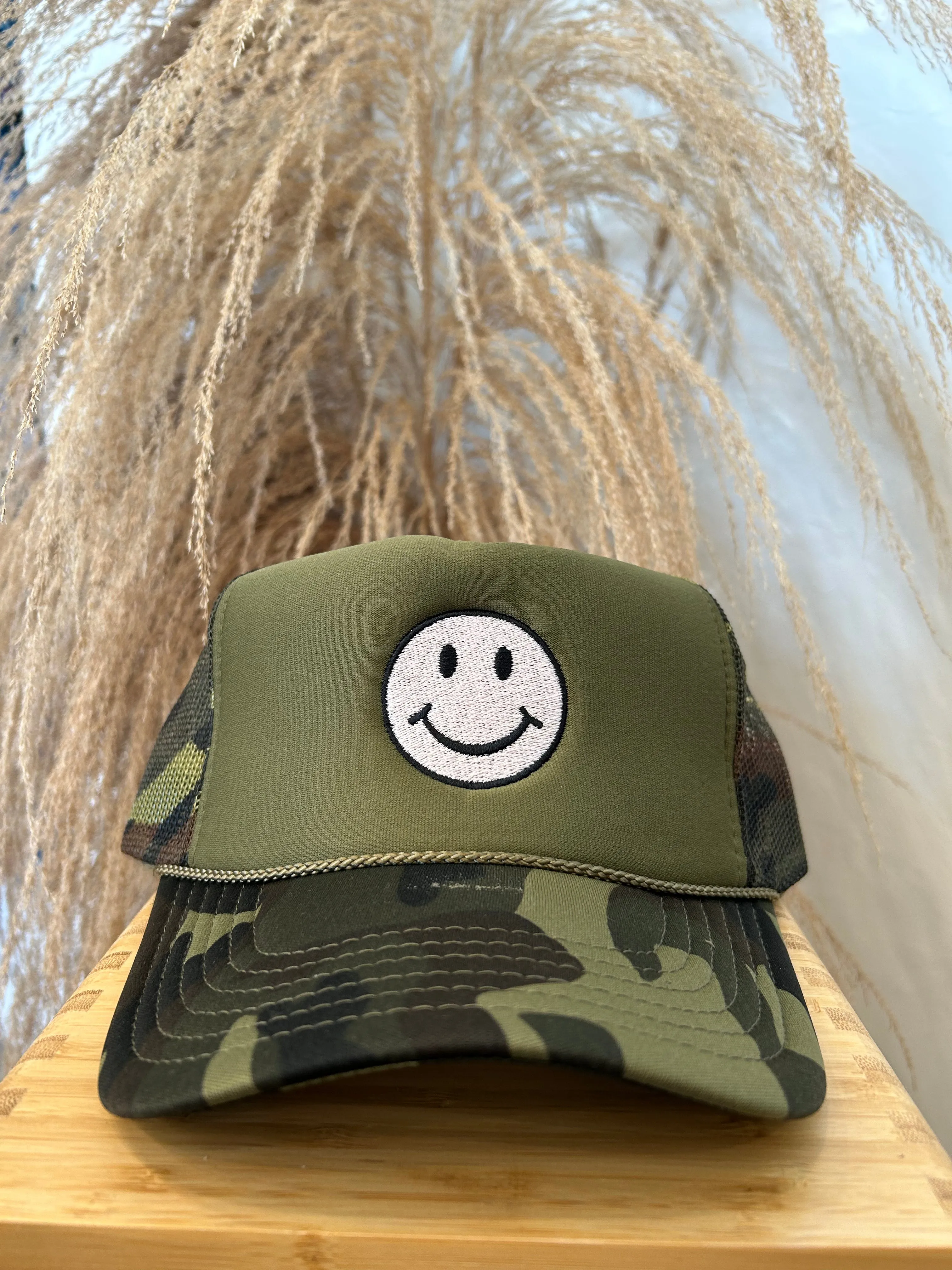 Camo Smiley Trucker Hat