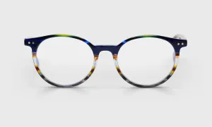 Case Closed Wide Color 57 - Blue Multi-Stripe Front with Light Brown Temples