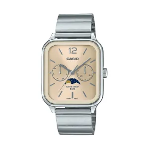 Casio Analogue Moon Phase 50M Water Resistant Gold Face Stainless Steel Band MTPM305D-9A