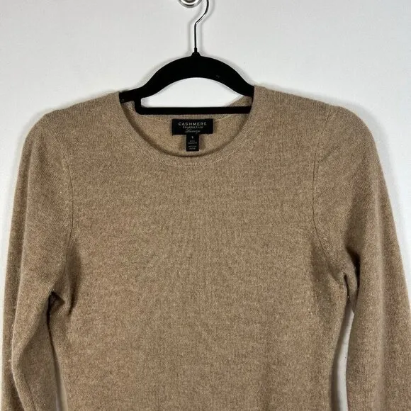 Charter Club 100% Cashmere Sweater Tan Womens Size S Crewneck Pullover Neutral