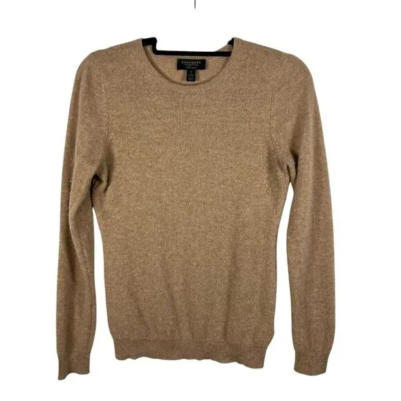 Charter Club 100% Cashmere Sweater Tan Womens Size S Crewneck Pullover Neutral