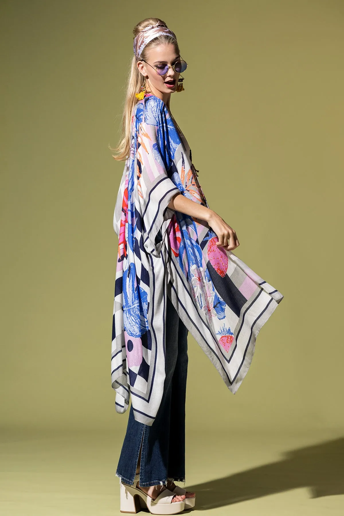 Checkered Bloom Kimono