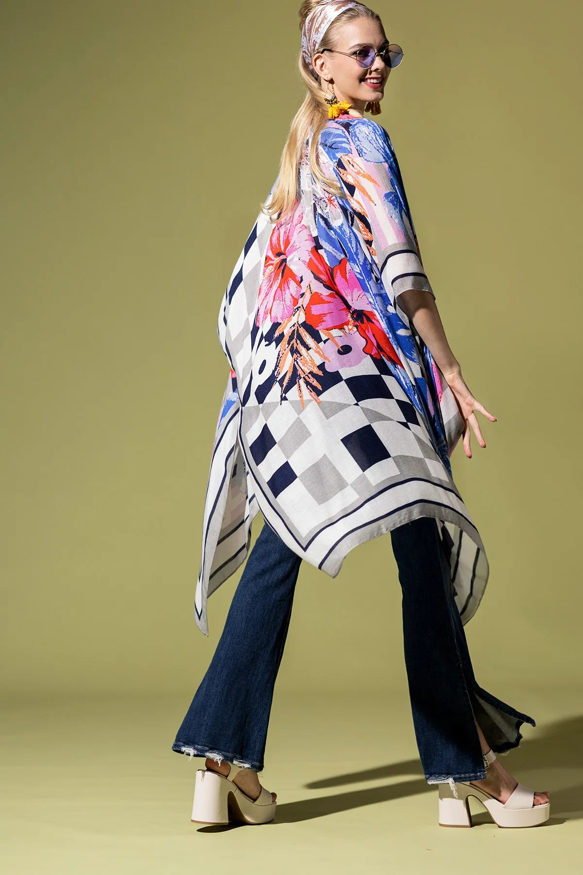 Checkered Bloom Kimono