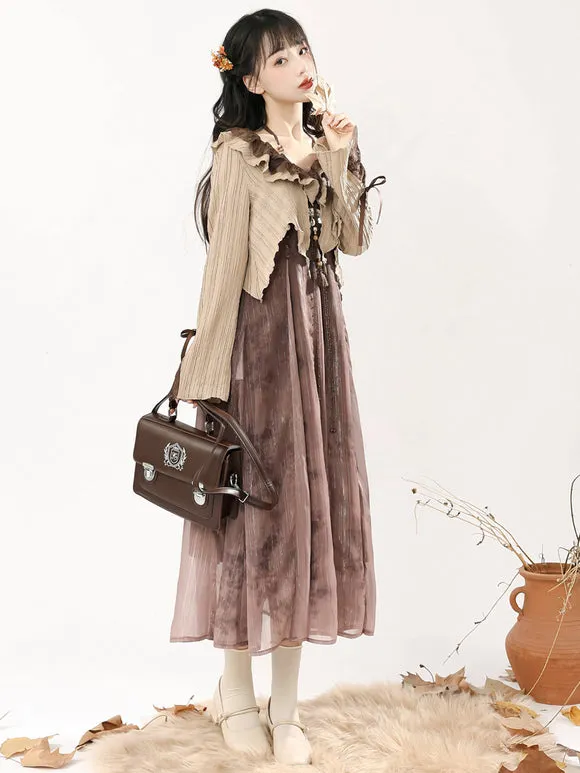 Chinese Style Lolita Dress Ruffles Sleeveless Polyester Chinese Style Lace Blush Pink Chinese Style Lolita