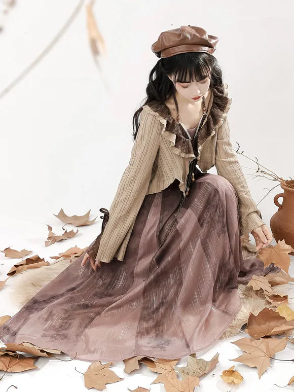 Chinese Style Lolita Dress Ruffles Sleeveless Polyester Chinese Style Lace Blush Pink Chinese Style Lolita