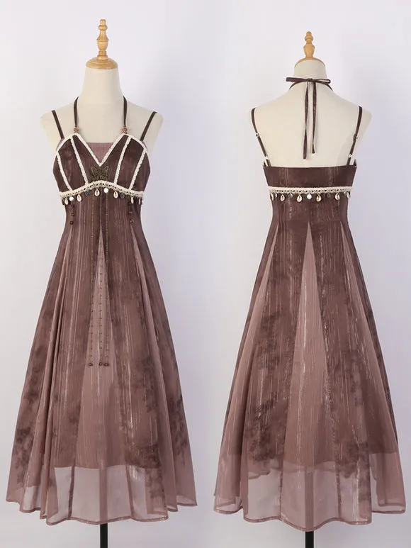 Chinese Style Lolita Dress Ruffles Sleeveless Polyester Chinese Style Lace Blush Pink Chinese Style Lolita