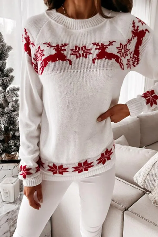 Christmas Snowflake Long-sleeved Knitted Sweater