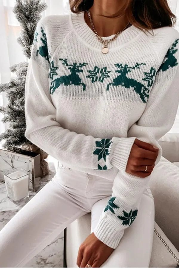 Christmas Snowflake Long-sleeved Knitted Sweater