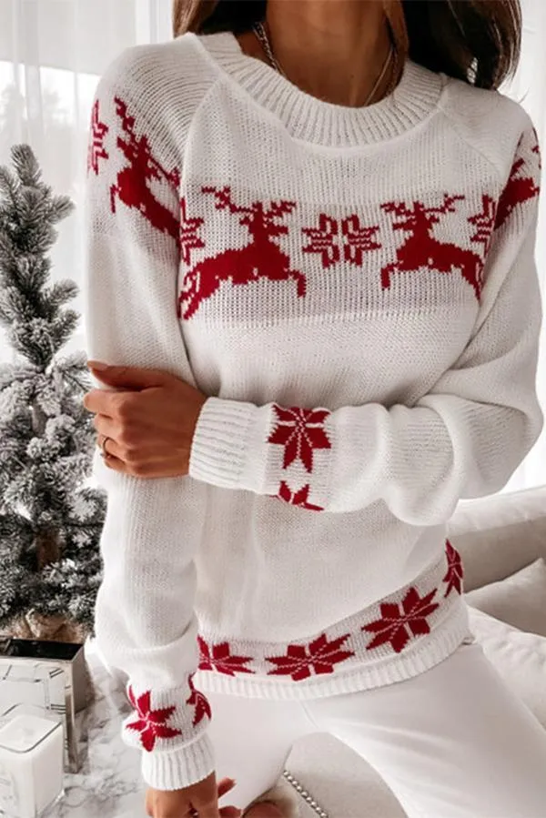 Christmas Snowflake Long-sleeved Knitted Sweater