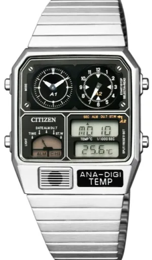 Citizen Retro Analog-Digital Temperature Display ANA-DIGI-Temp Silver JG2101-78E