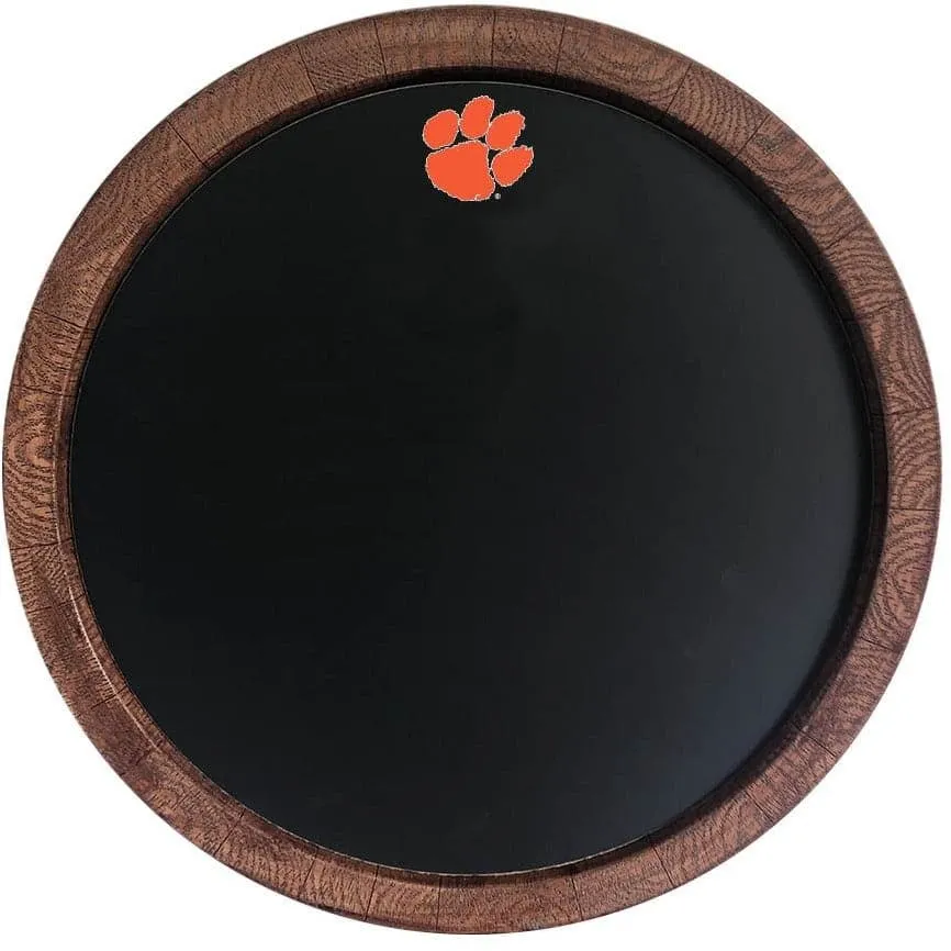 Clemson Tigers: Tiger Paw - Chalkboard "Faux" Barrel Top Sign