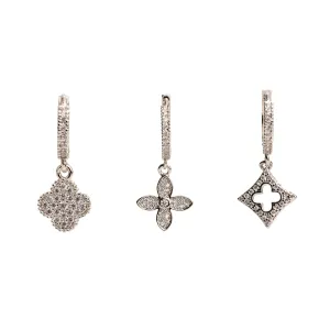 Clover Silver & Diamond Trio Hoop Earring Set