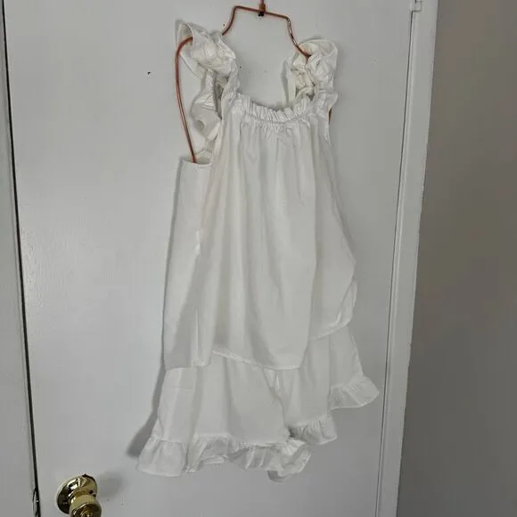 Commense Pure Cotton White Ruffle‎ Shorts Set Ruffle Strap Loungewear Size L