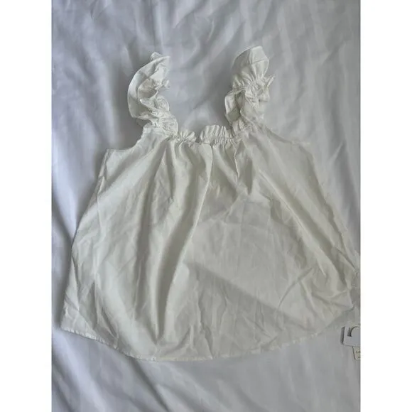 Commense Pure Cotton White Ruffle‎ Shorts Set Ruffle Strap Loungewear Size L
