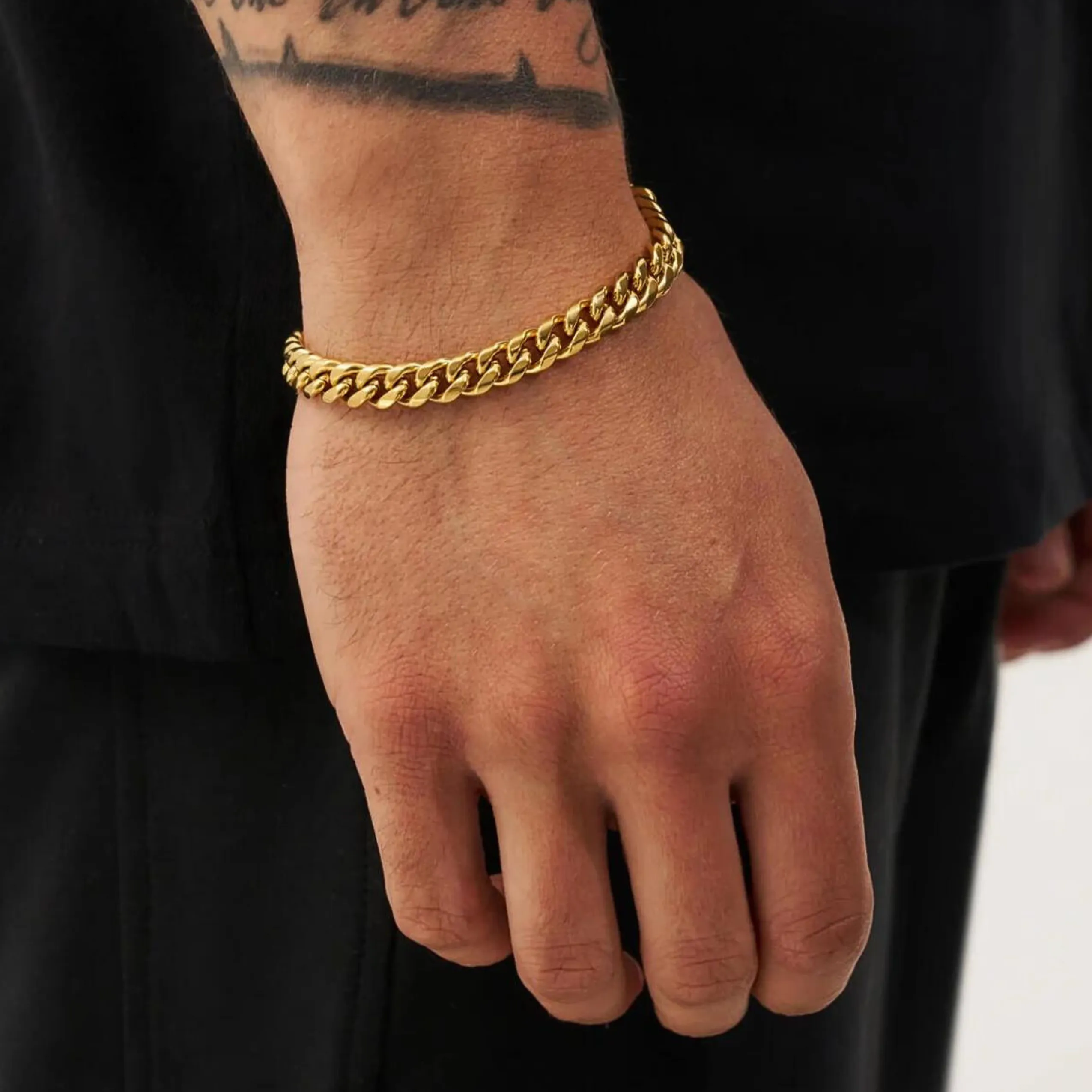 CUBAN Chain 2pc. Set 18K Gold - 8mm