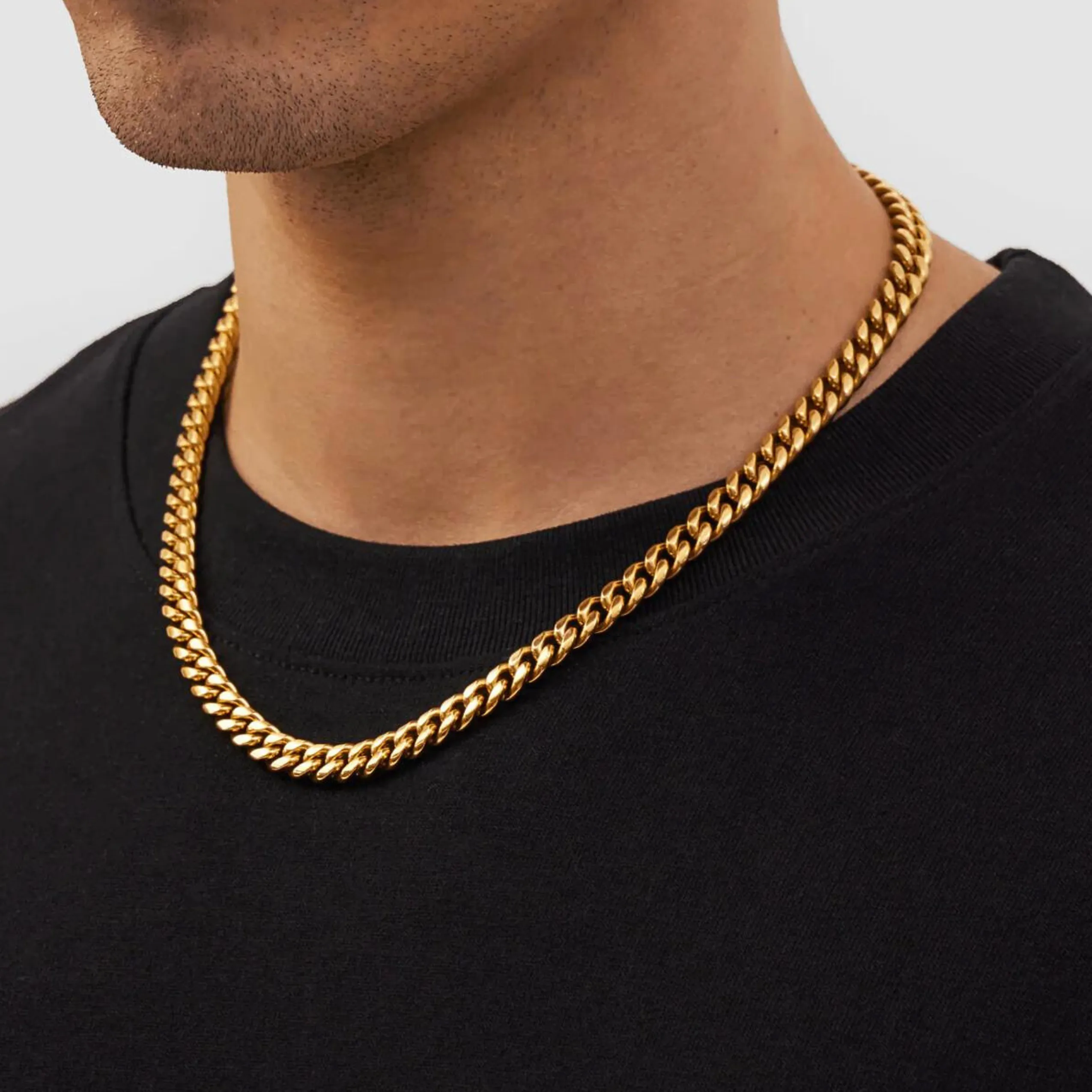 CUBAN Chain 2pc. Set 18K Gold - 8mm