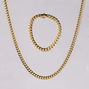 CUBAN Chain 2pc. Set 18K Gold - 8mm