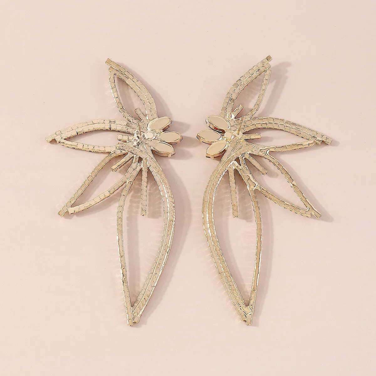 Cubic Zirconia & Red Crystal Open Floral Statement Earrings
