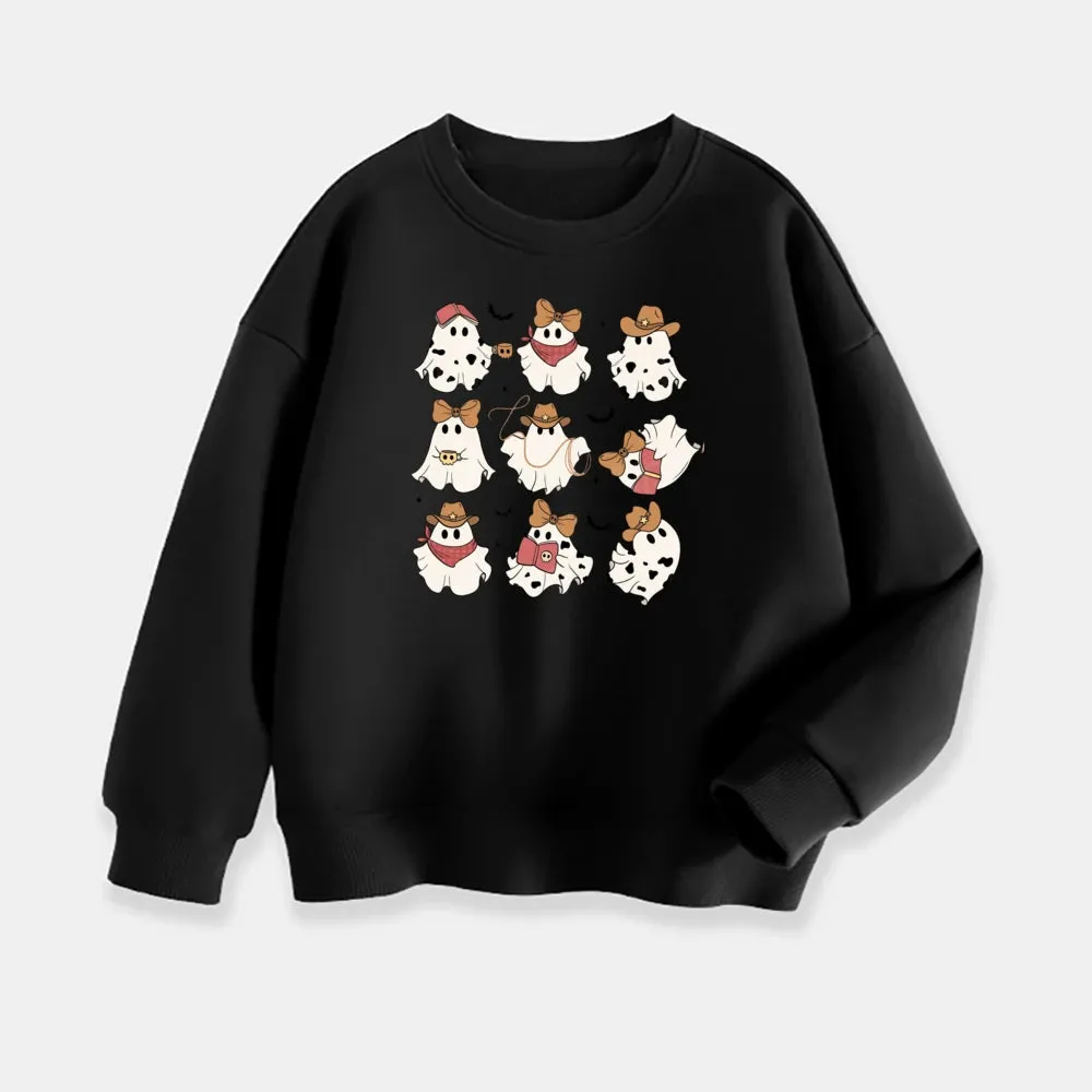Cute Retro Ghost Kids Halloween Sweatshirt