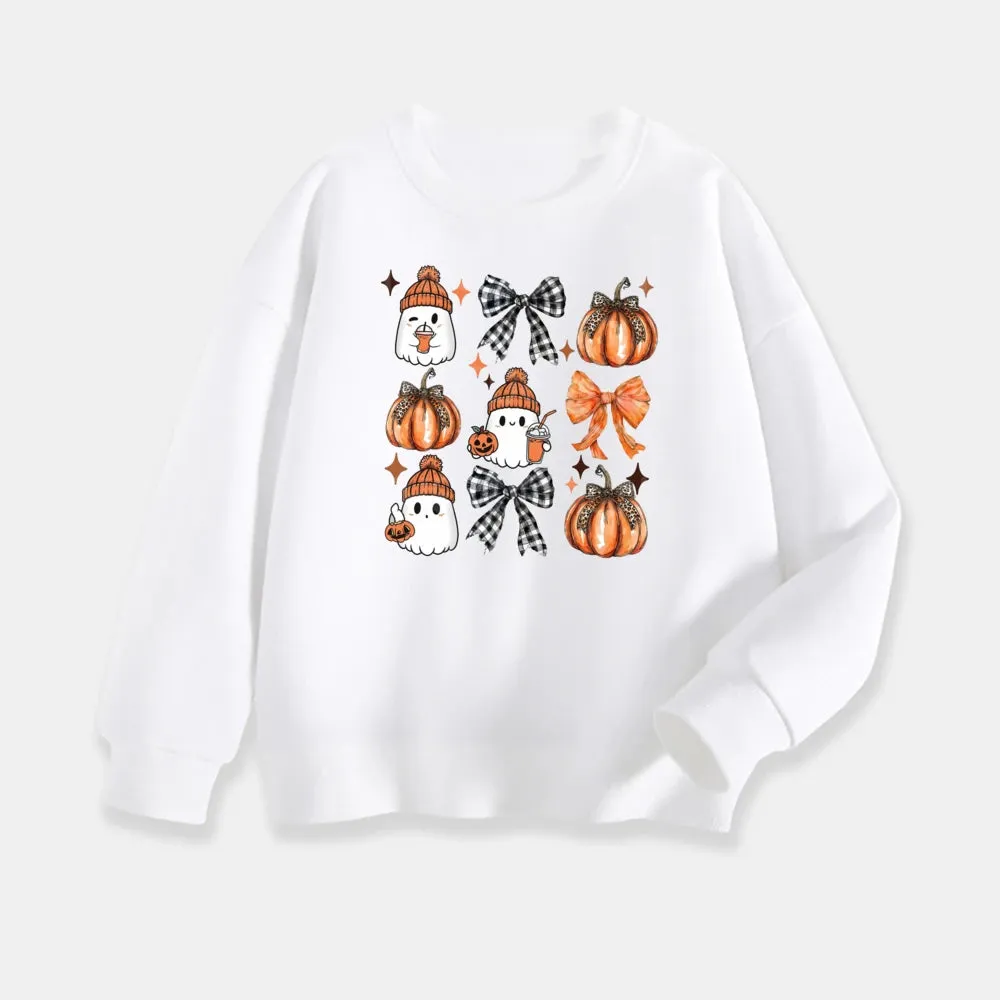 Cute Retro Ghost Kids Halloween Sweatshirt