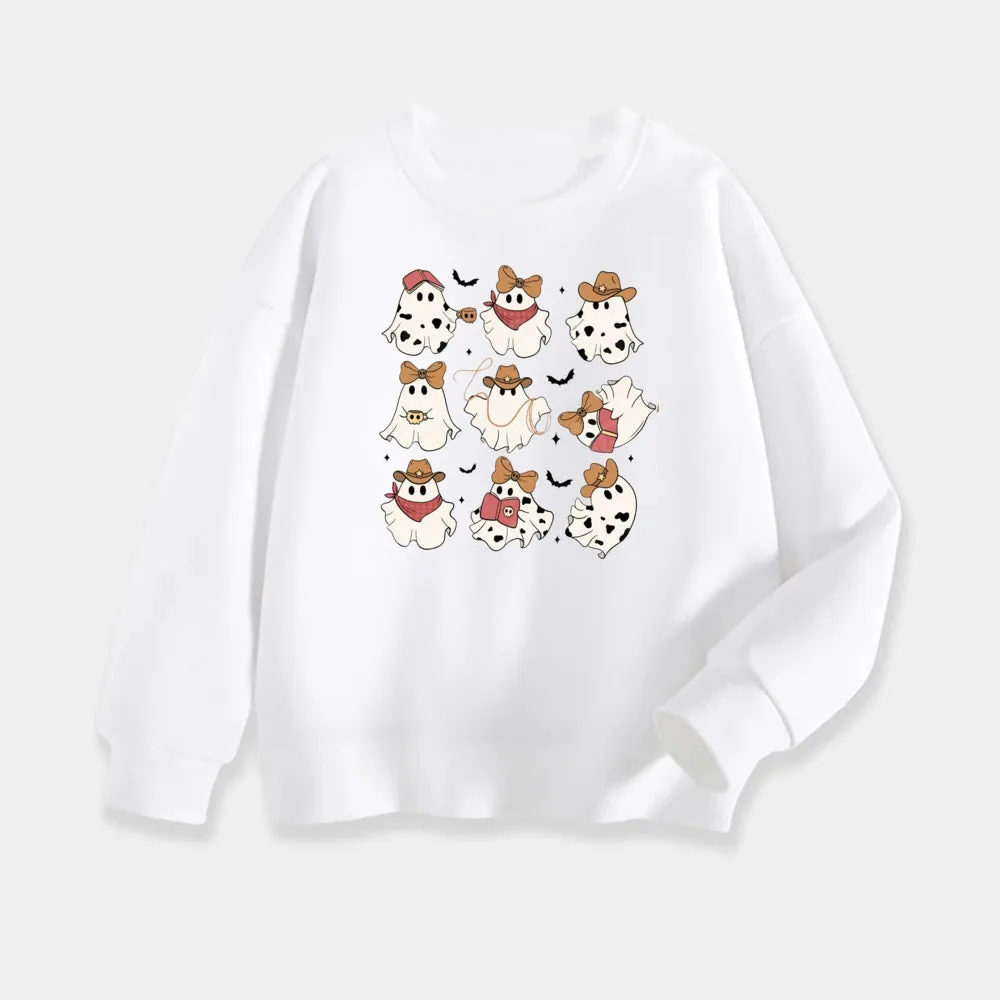 Cute Retro Ghost Kids Halloween Sweatshirt