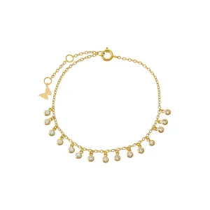 CZ Multi Bezel Dangling Charm Bracelet