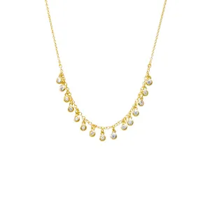 CZ Multi Bezel Dangling Charm Necklace