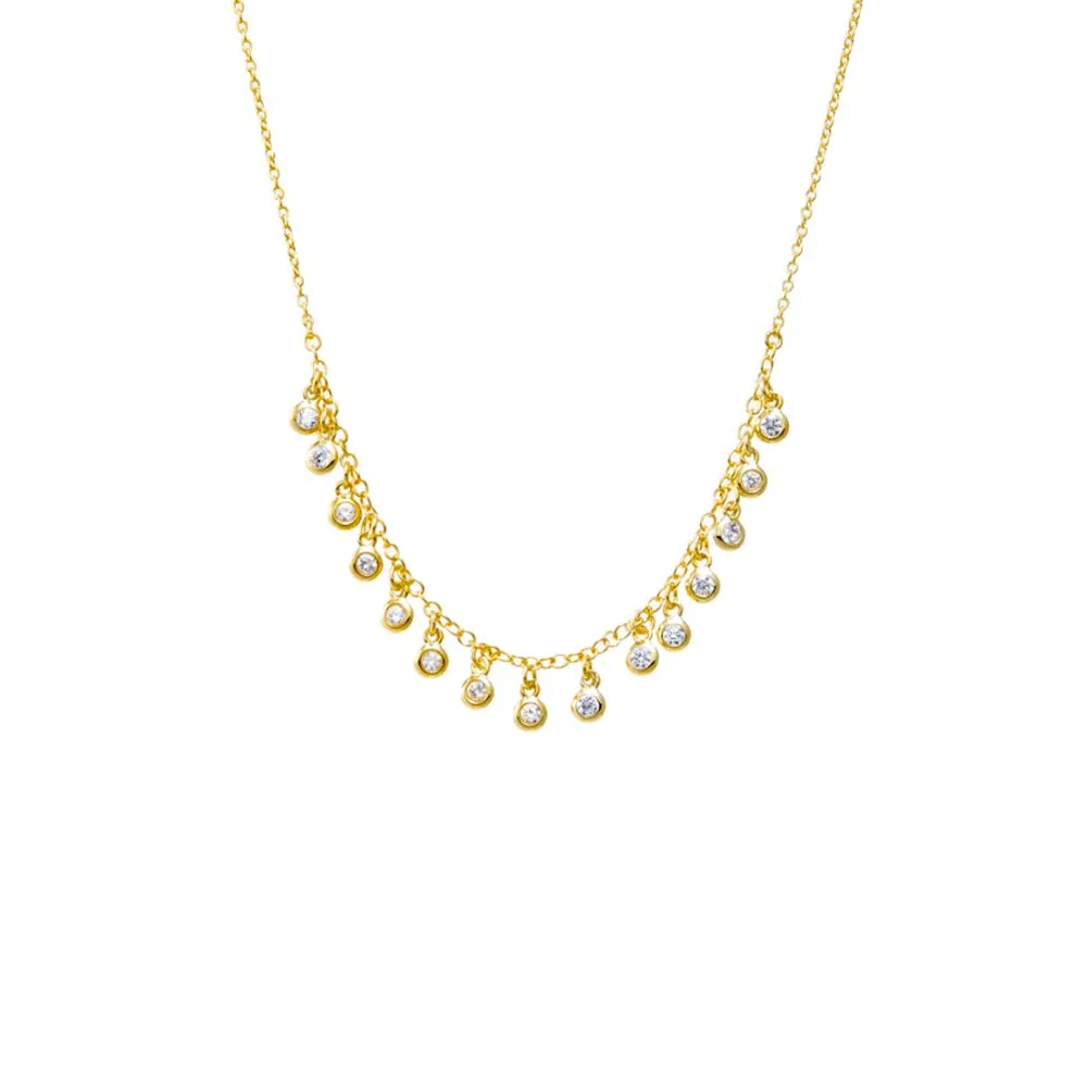 CZ Multi Bezel Dangling Charm Necklace