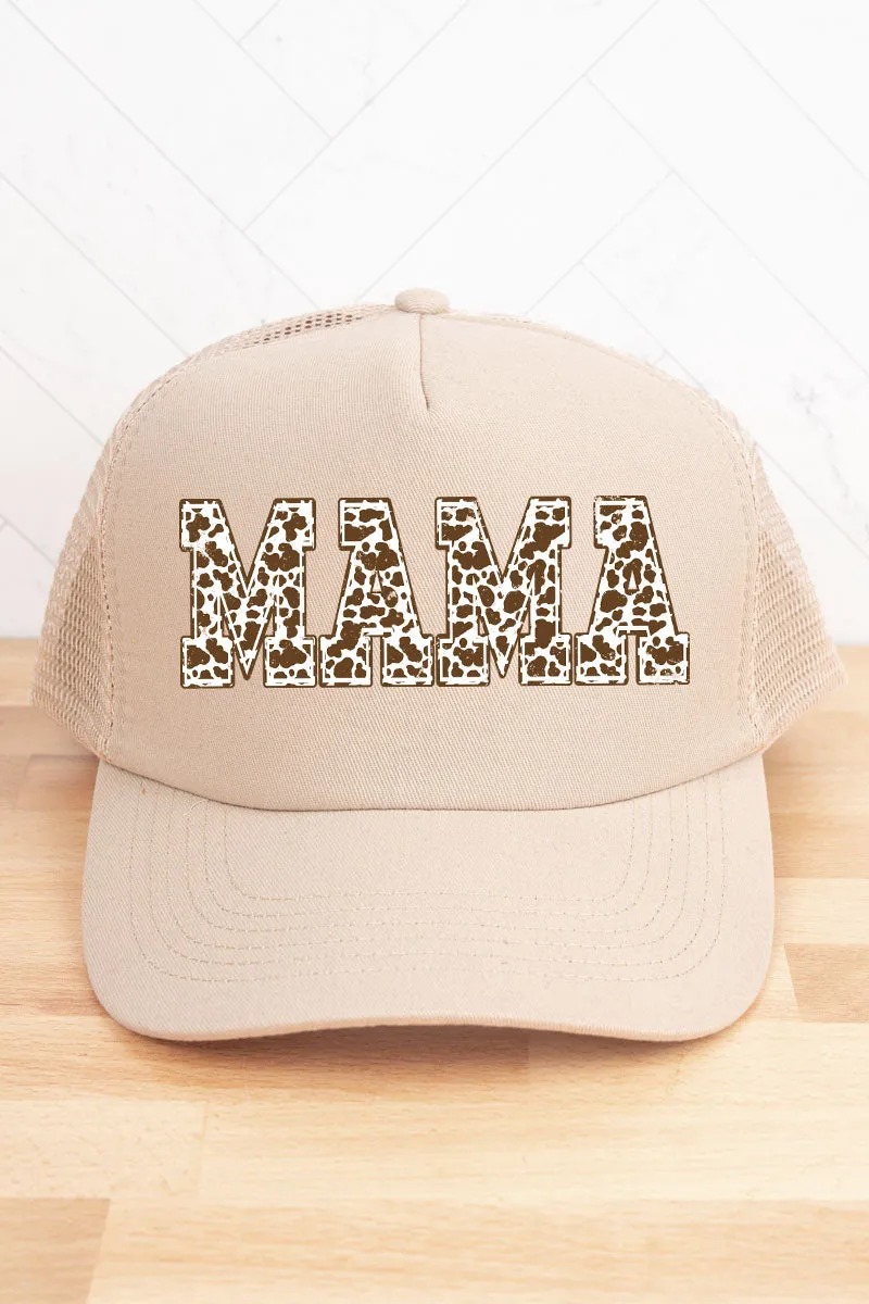 Distressed Brown Cow Mama Twill Front Mesh Trucker Cap