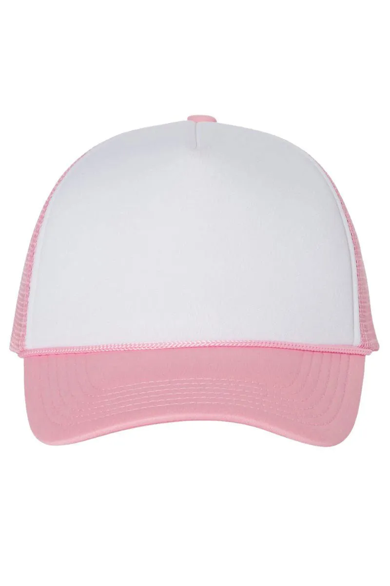 Distressed Floral Smiles Foam Mesh Back Trucker Cap