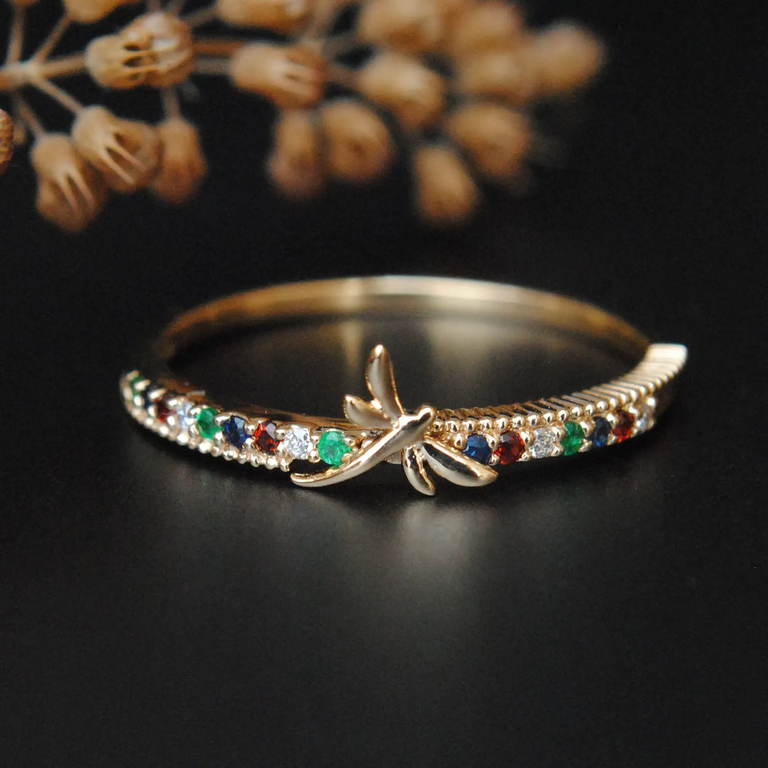 Dragonfly Gemstone Band