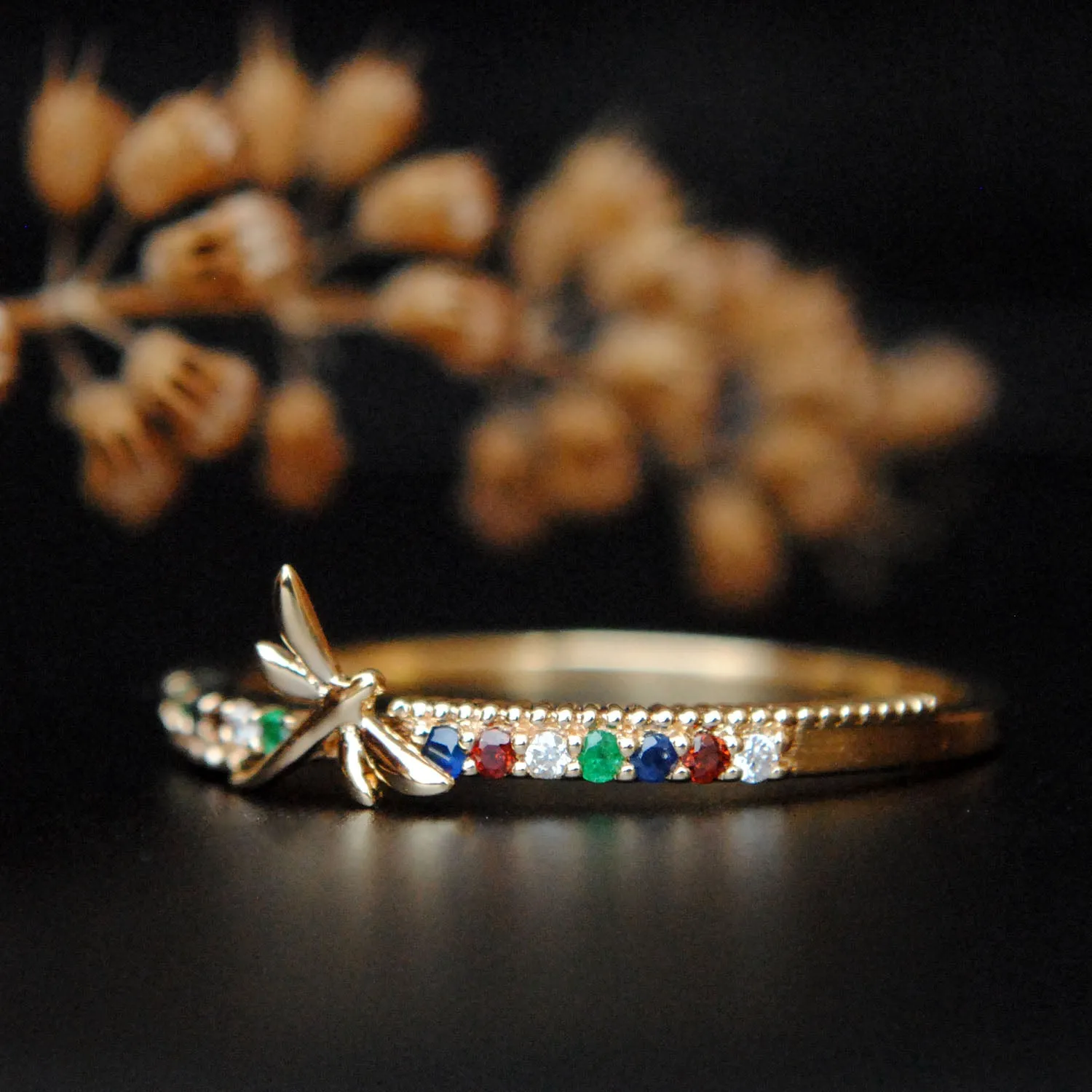 Dragonfly Gemstone Band