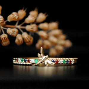 Dragonfly Gemstone Band