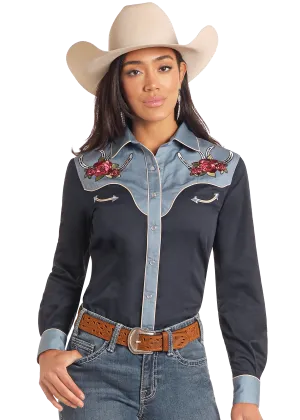 Embroidered Retro Snap Shirt