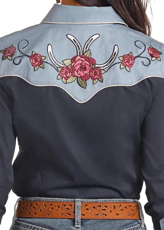 Embroidered Retro Snap Shirt
