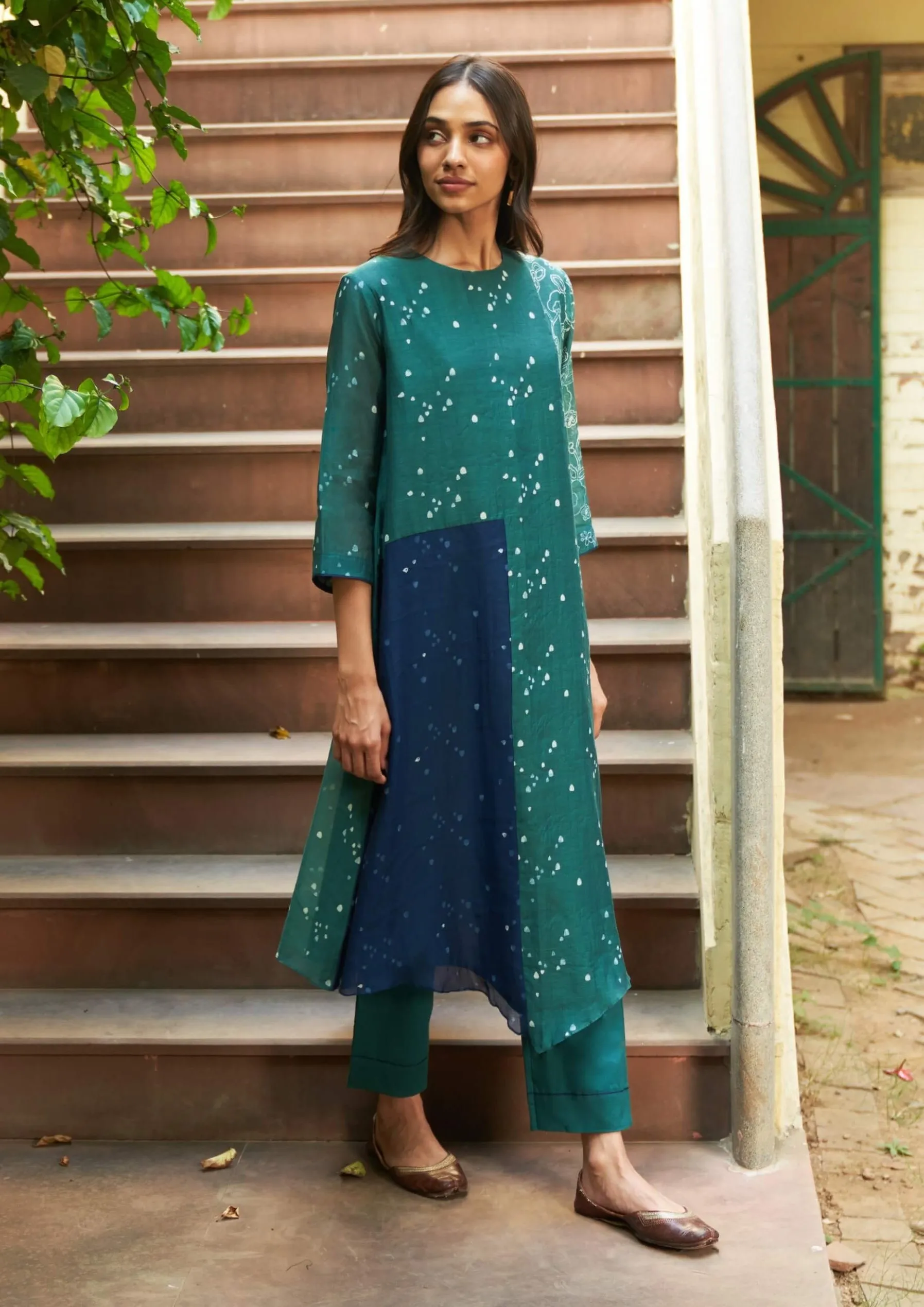 Emerald printed tunic and pants