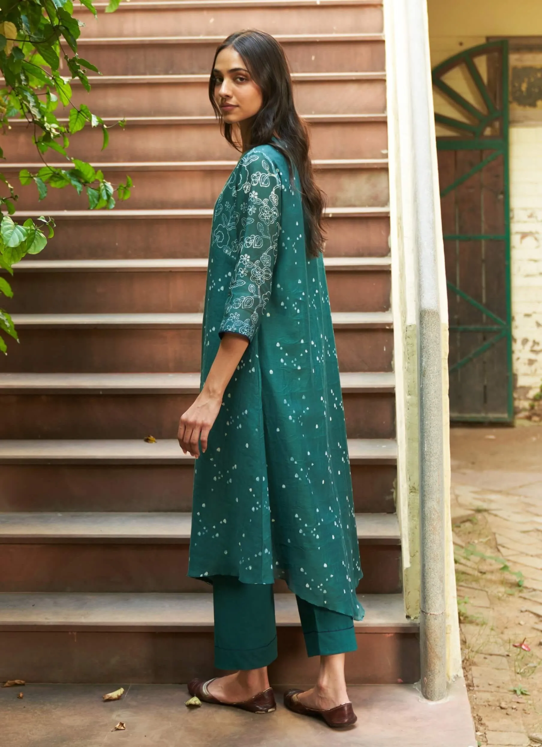 Emerald printed tunic and pants