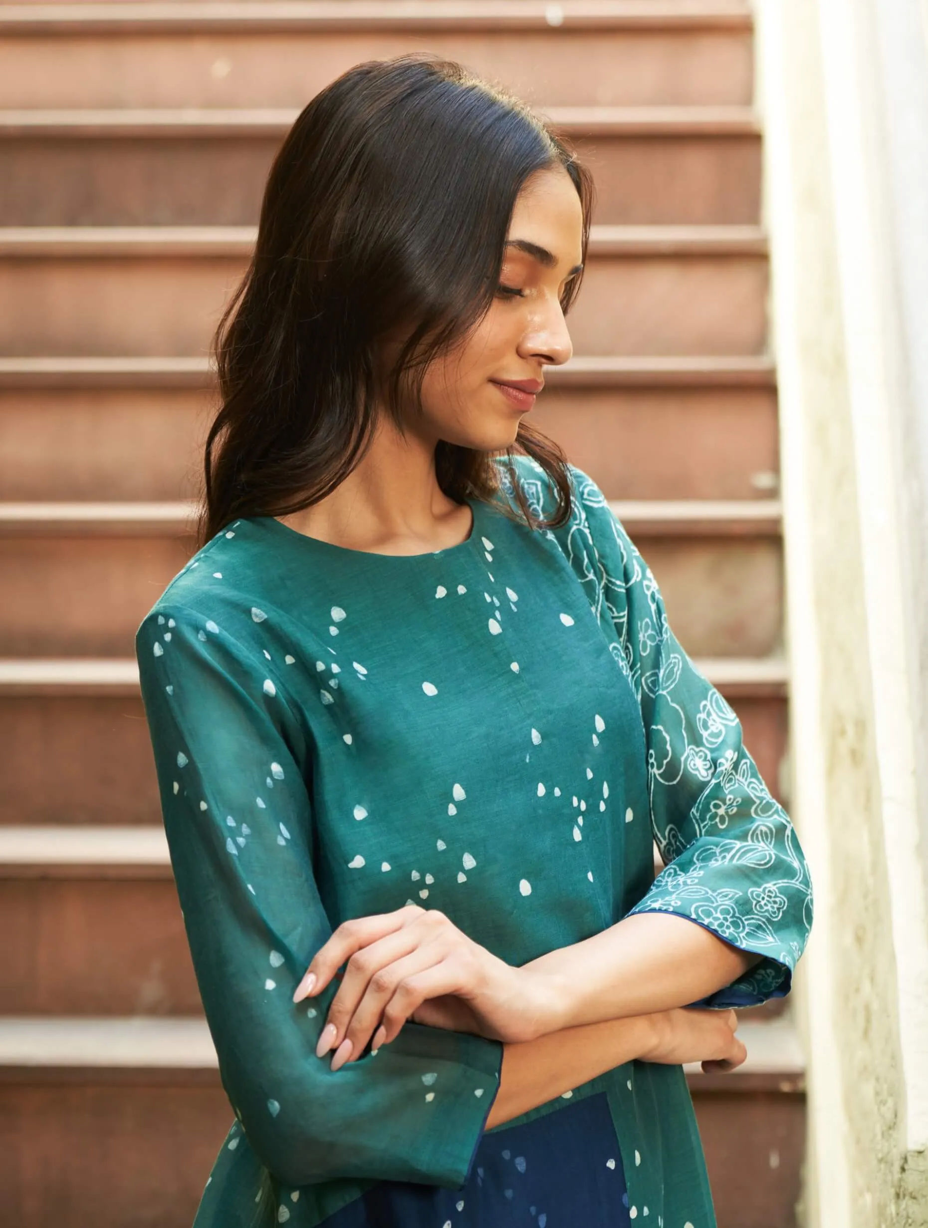 Emerald printed tunic and pants