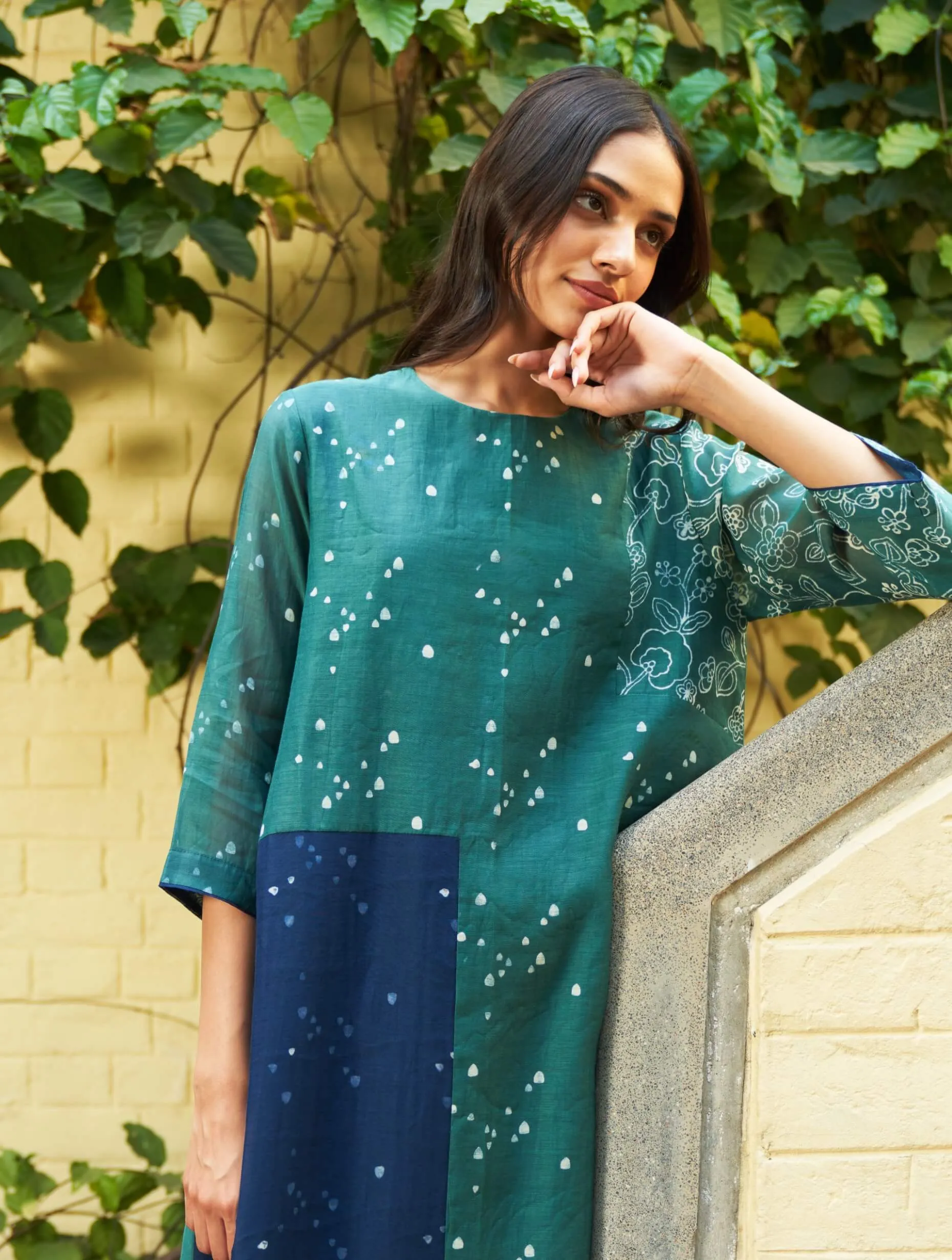 Emerald printed tunic and pants