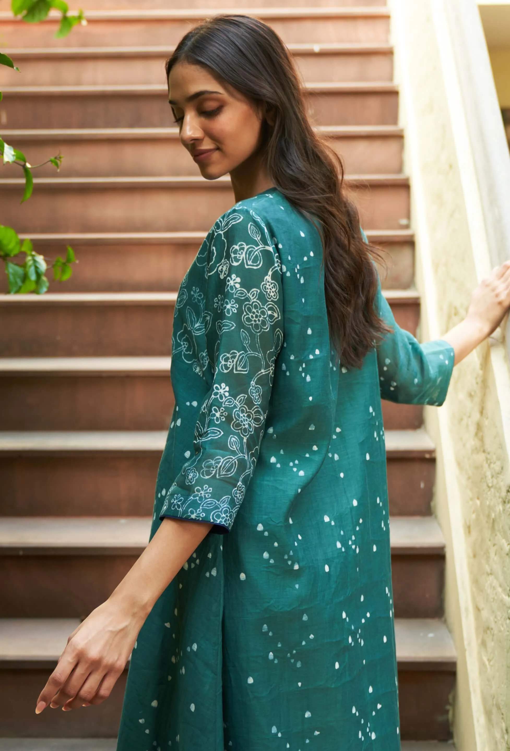 Emerald printed tunic and pants