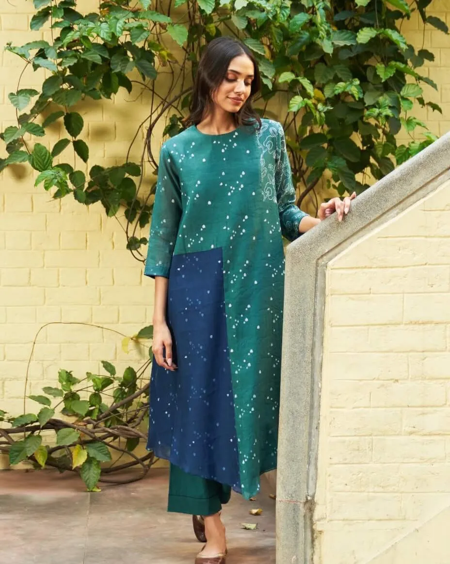 Emerald printed tunic and pants