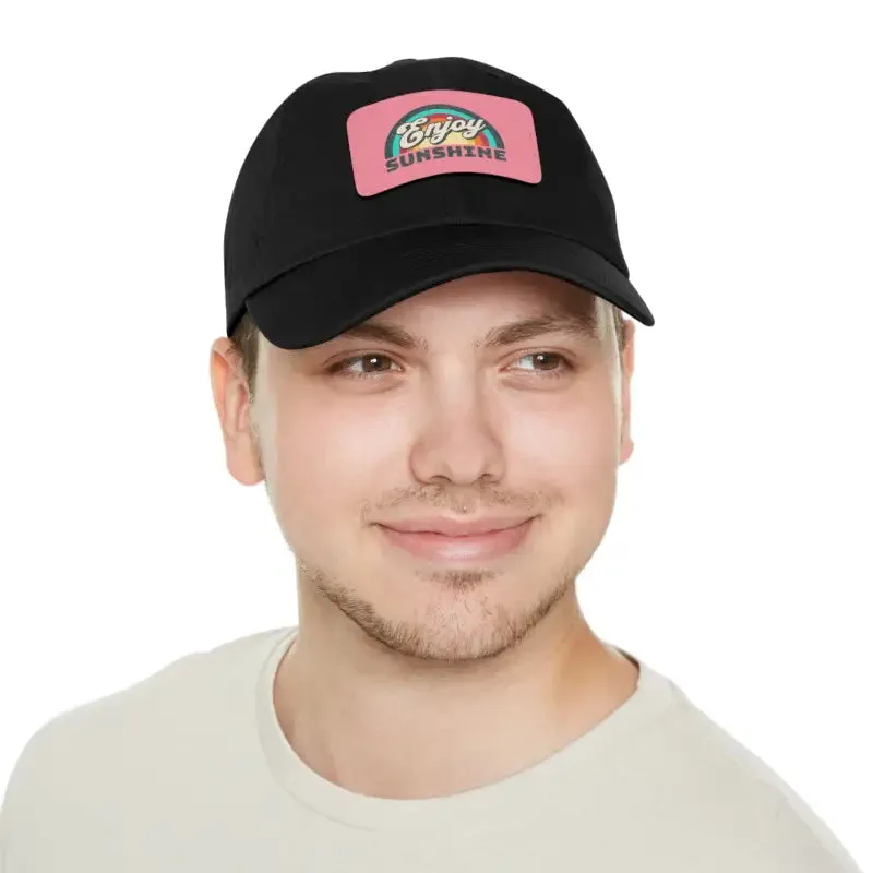 Enjoy Sunshine Dad Hat with Leather Patch