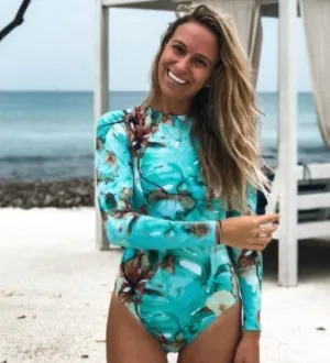 European & American Style Long Sleeve One-Piece Swimsuit for Women – Sporty & Chic Swimwear