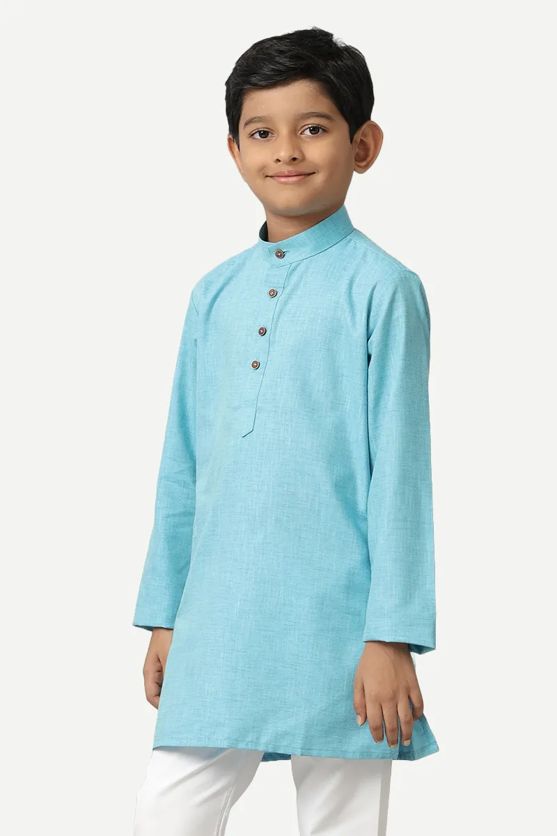 Exotic - Sky Blue Kurta and Pyjama 2 In 1 Set For Kids | Uathayam