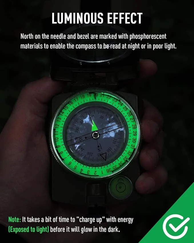 Eyeskey Multifunctional Tactical Survival Military Compass with Lanyard & Pouch | Waterproof & Impact Resistant | Lensatic Sighting Compass for Hiking