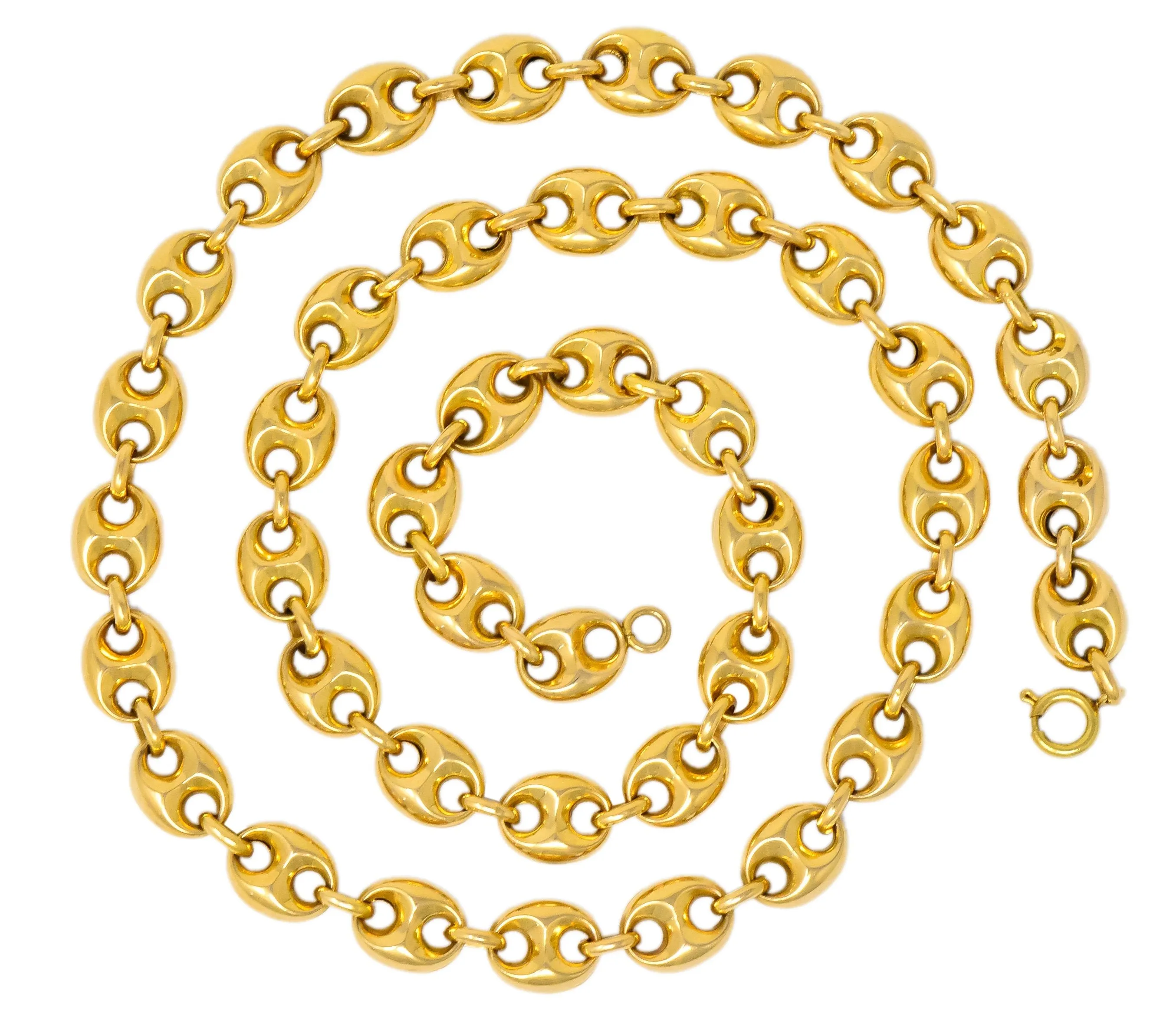 Fancy Vintage 18 Karat Gold 25 Inch Mariner Link Necklace
