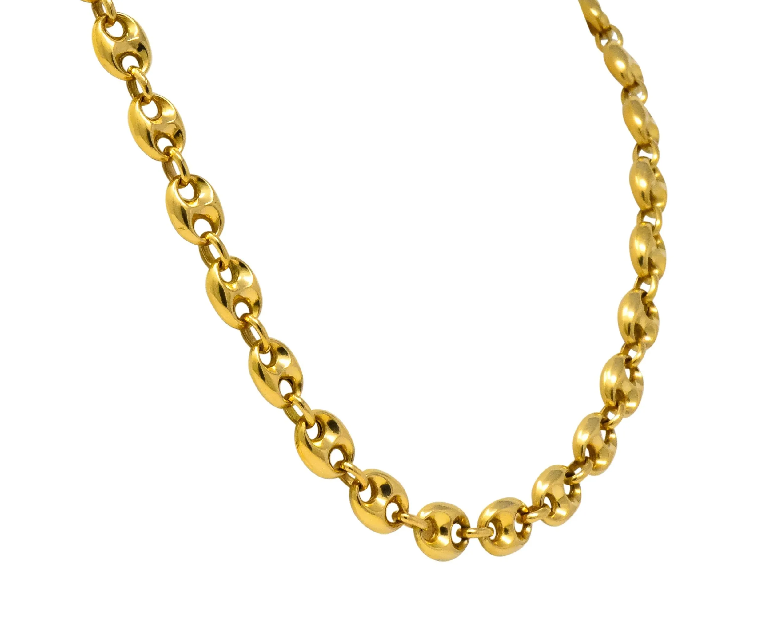 Fancy Vintage 18 Karat Gold 25 Inch Mariner Link Necklace