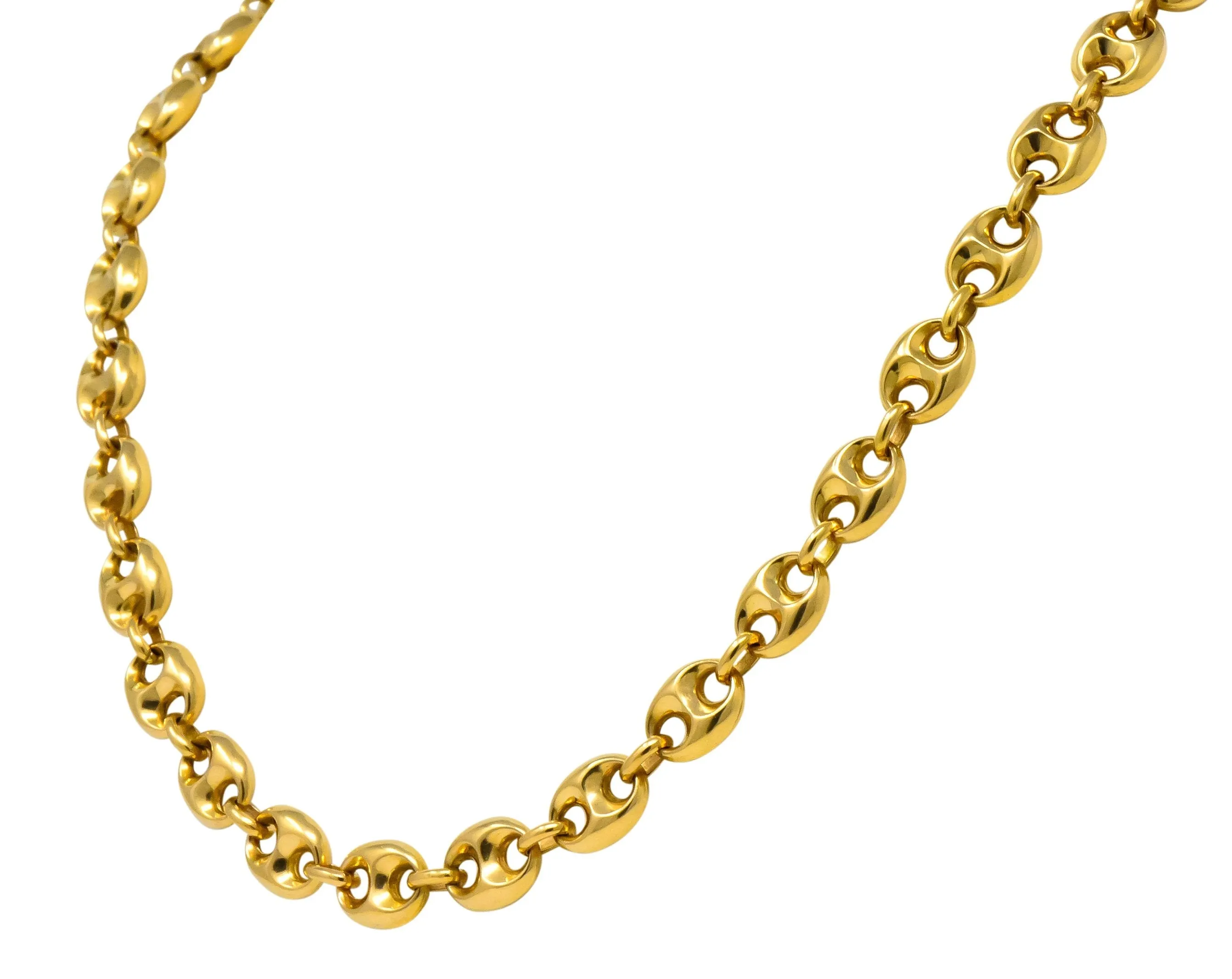 Fancy Vintage 18 Karat Gold 25 Inch Mariner Link Necklace