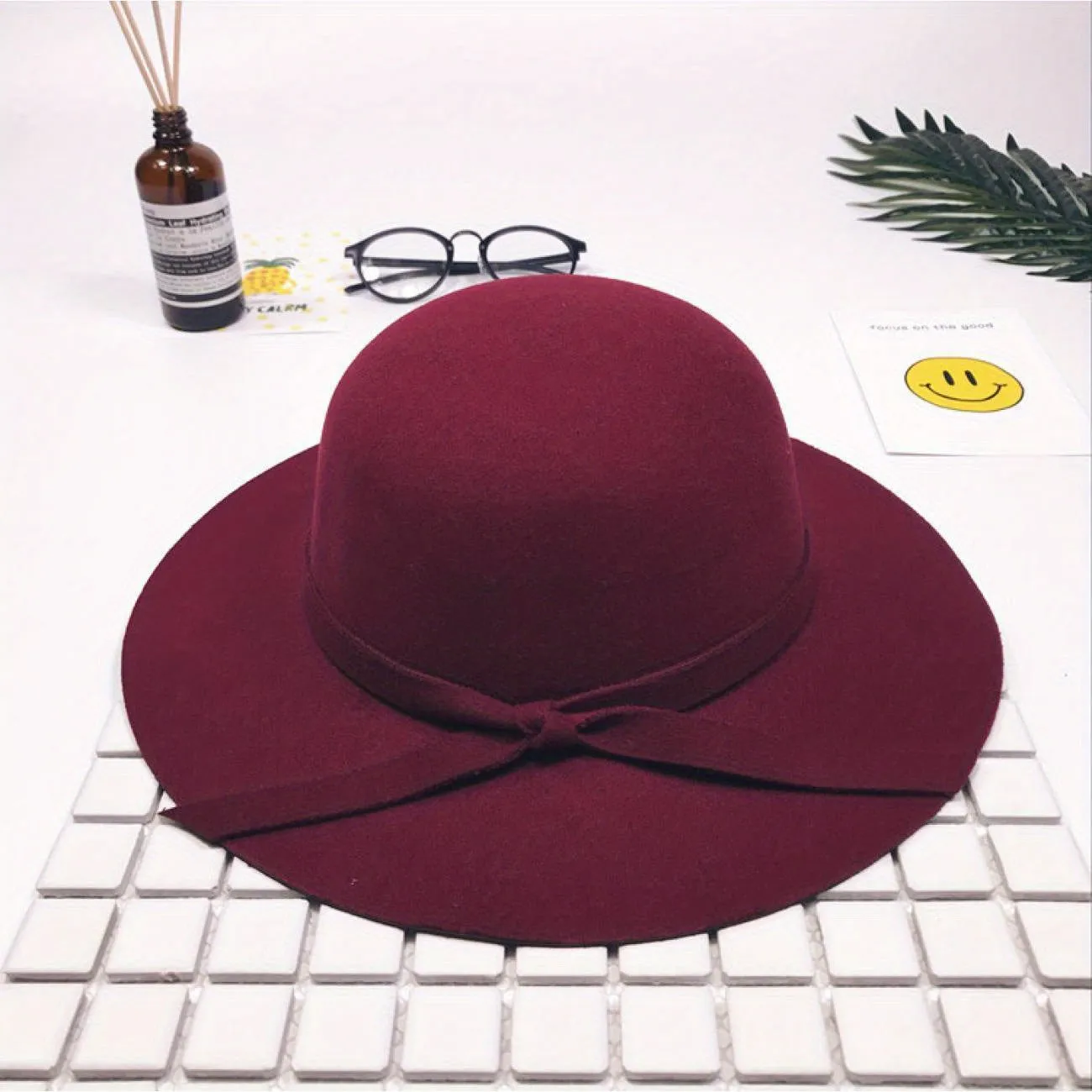 Fashion Cap Elegant Retro Pure Color Comfortable Big Eaves Bowknot Beach Hat for Summer